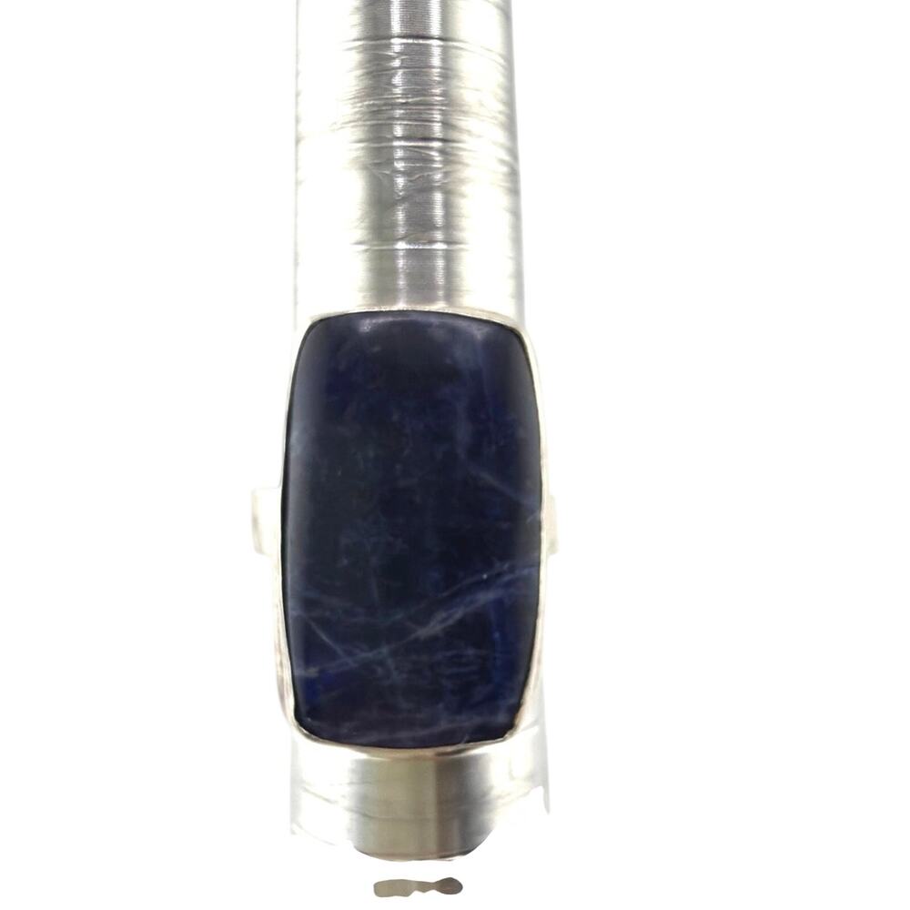 Rectangular Sodalite Sterling Silver Ring Artisan Jewelry 8.5